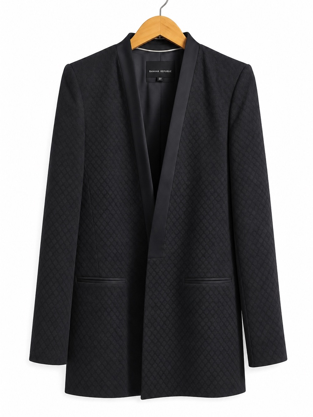 Banana Republic Petite 8P Black Textured Open Blazer Jacket